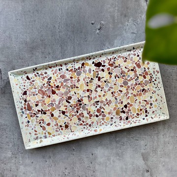 水磨石‧磨石計畫‧磨石置物皿/杯墊-長方皿(牛嘎糖)│Good Form