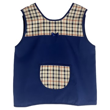 日系小蝴蝶結 輕便圍兜  格紋  口袋  網格款  1件