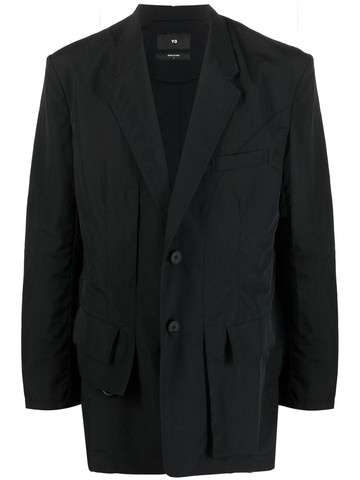 Y-3 - CR Nyl crease-effect single-breasted blazer - men - Cotton/Polyamide - M - Black