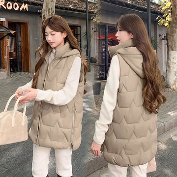 【LANNI 藍尼】★長版鋪棉保暖背心(女背心/女外套/連帽背心/休閒/百搭)