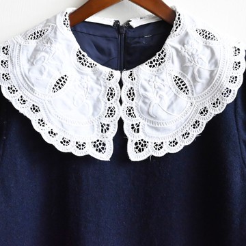 【蛋植物古著】夜星刺繡翻領絨面古著洋裝