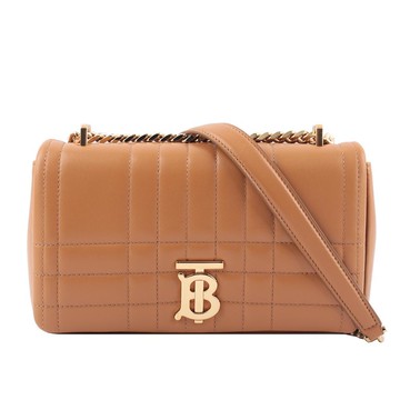 BURBERRY Lola 小羊皮縫線設計小款翻蓋鍊包(楓葉棕色)