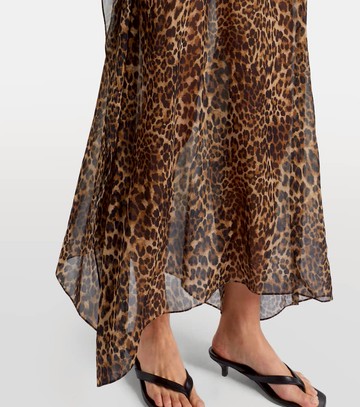 Nili Lotan Erica leopard-print semi-sheer silk kaftan
