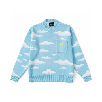 Kith聯名辛普森The Simpson Sweater藍天白云圖案圓領針織衫毛衣