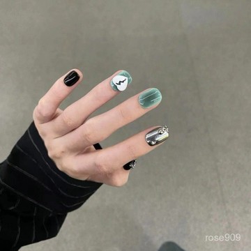 ➕最新設計款穿戴甲💅穿戴甲手工小衆朋克愛心顯白個性闇黑朋克風可拆卸穿戴甲成品甲短款穿戴甲 PTPA