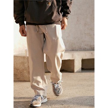 rebirth抽繩針織衛褲男寬松日系2025年春季新款微錐褲子純色長褲