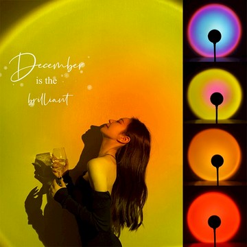 彩虹日落燈投影儀 Led 氛圍多彩夜燈, 用於攝影臥室酒吧牆壁裝飾