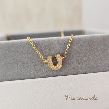 【焦糖小姐 Ms caramelo】925純銀鍍K黃鋯石項鍊　馬蹄項鍊