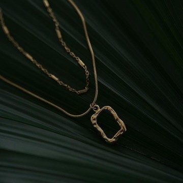 【ᴛᴏs】金色畫框雙層項鍊 1999 Frame 紐約風格金屬飾品