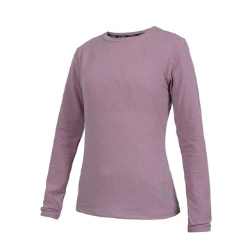 firestar 女彈性保暖圓領長袖t恤-上衣 休閒 慢跑 薰衣紫