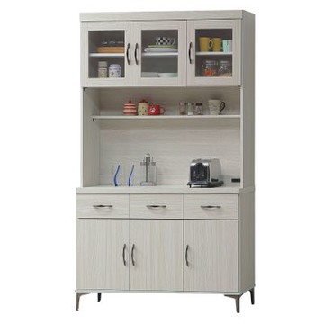 文創集 克亞4尺六門三抽高餐櫃組合-121x40x205cm免組