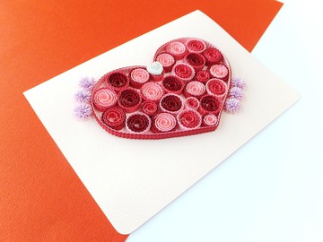 手作捲紙卡片-愛漩渦浪漫紅粉系 情人卡 感謝卡 萬用卡