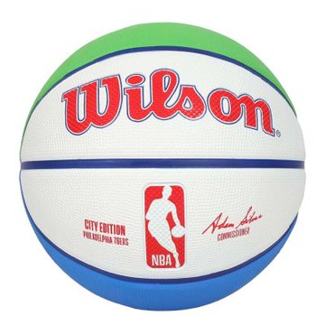 WILSON NBA城市系列24-25 76人-橡膠籃球 #7-室內外 7號球 WZ4033923XB7 白藍紅綠橘