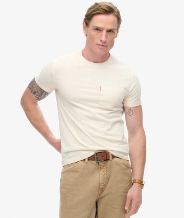 Superdry Men's Men's Essential Washed Pocket T-shirt - Size: S Cream