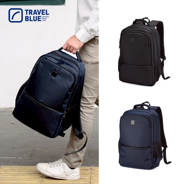 【Travel Blue 藍旅】菁英款 簡約後背包-黑/海軍藍 筆電包/防水電腦包/雙肩包/大容量背包 TB3060