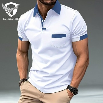 EAGLADE 男式領男士 Polo T 恤 O-3 白色 K11