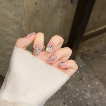 【滿300起送】手工光療穿戴甲薄荷愛心原成品重復使用美甲貼片可拆卸