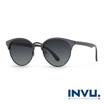 INVU 瑞士磨砂金邊時尚偏光太陽眼鏡(黑-B1918A)