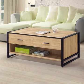 Boden-艾南4.3尺工業風四抽大茶几(梧桐色)-130x60x52cm