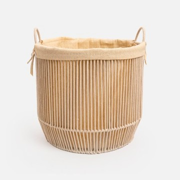 奧可利編織棉繩含內襯收納籃L 白