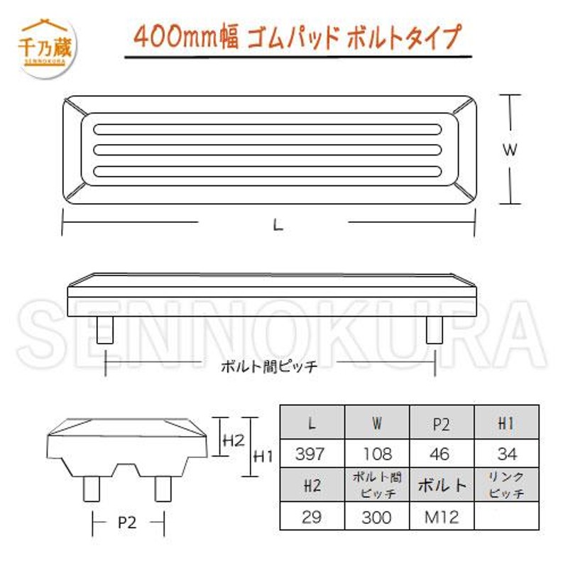 ゴムパッド 建機 HD205UR 400mm幅 4本ボルトタイプ 78枚セット 加藤