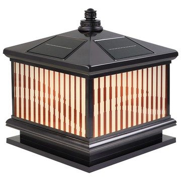 戶外燈具 【Quality 聚家】簡約中式風太陽能柱頭燈 20cm寬 別墅自建房大門柱子燈 鋁材防水景觀燈 (遙控多功能)