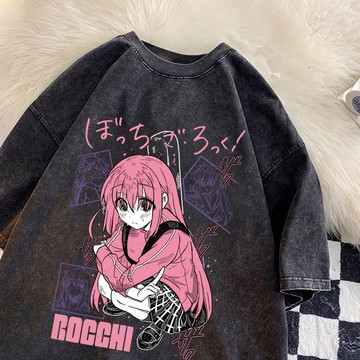 搖滾女孩！日系動漫女孩 t恤 短袖 oversize 純棉短袖 寬鬆上衣 質感衣服 潮流上衣 蓋屁股上衣 休閒上衣 t恤