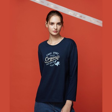 經典FS海豚Sea圓領長袖棉T(2色)