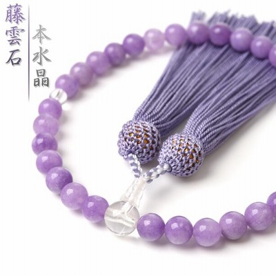 半装束念珠 尺2寸 本水晶×茶水晶 正絹白切房 20匁 紙箱入 僧侶用数珠