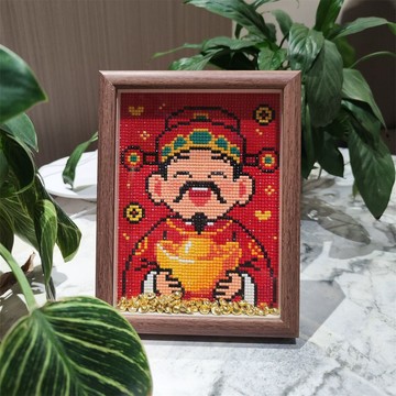 ✨臺灣出貨✨非成品【送畫框】財神送元寶diy鑽石畫喜慶新款中式手工鑽石繡
