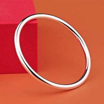 銀手鐲女素圈純銀9999年輕款光面小眾設計閉口實心送女友足銀鐲子