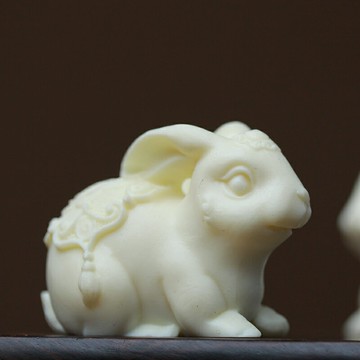 象牙果小兔子手把玩件十二生肖兔家居裝飾動物汽車擺件動物工藝品