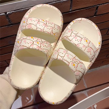 夏季女生少女心居家浴室用軟萌可愛防滑防臭軟厚底EVA雙帶涼拖鞋