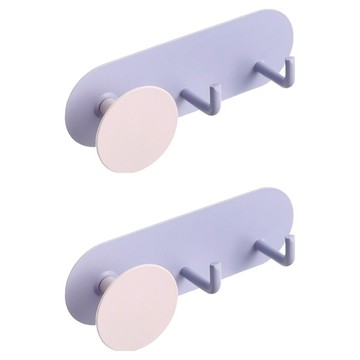 小麥購物 創意圓圈造型掛勾 三鉤 L2314  粉藍色  2個