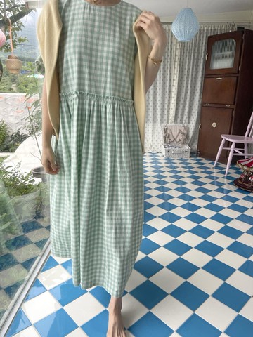 VimeVime 經典長洋裝 - 薄荷格紋
