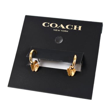 COACH 蝴蝶吊飾針式耳環-金色
