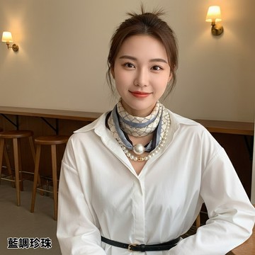 【梨花HaNA】買一送一條絲巾 優雅二重奏 磁吸珍珠絲巾項鍊  氛圍感穿搭優雅一扣即走