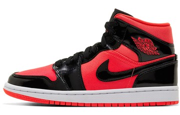 JORDAN 1 MID HOT PUNCH BLACK WOMENS