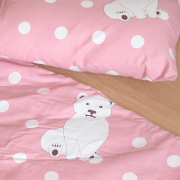 embrace 英柏絲 兒童午睡純棉涼被(波點白熊)  粉色  120x150cm