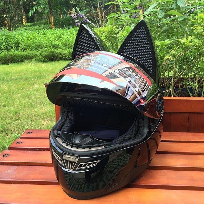 バイク用オフロード猫耳フルフェイスヘルメット | LINEショッピング