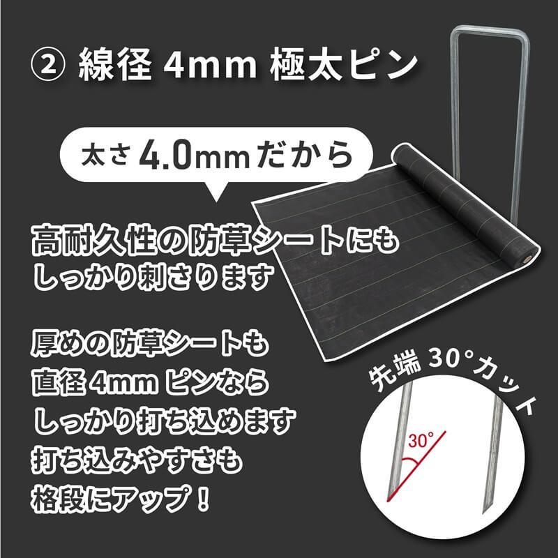 daim インテグアンカー プロ 長さ20cm 300本入 太い 剣先 防草シート コの字ピン ピン マルチ 押さえ おさえ 防そう 除草 シート 防草しーと 雑草 対策 ザバーン