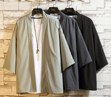 冰絲短袖襯衫男士夏季ins胖子大碼 寬松七分袖衣服男裝薄外套【不二雜貨】