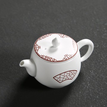 脂白亞光功夫茶壺小號定窯白瓷泡茶壺磨砂陶瓷茶具窗花