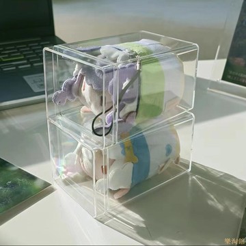 公仔展示盒 透明趴趴收納盒排球少年玩偶團子毛絨玩具展示盲盒手辦公仔擺件盒【展示盒】不含公仔