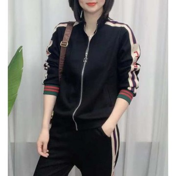 2025冬季新款韓版長袖拉鏈外套衛褲兩件套女休閑運動加絨加厚套裝