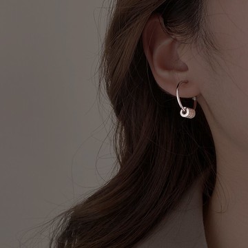 925純銀小蠻腰耳環女年新款潮個性耳圈時尚冷淡風高級感耳飾