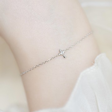 白水晶925純銀十字架手鍊