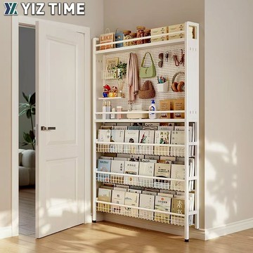 【YIZ TIME 易利談】門後洞洞闆 落地置物架 房間窄壁掛家用夾縫隙臥室收納鐵藝書架