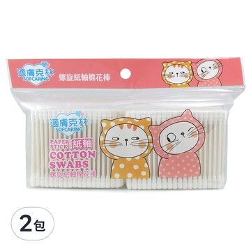適膚克林 SOFCARING 螺旋紙軸棉棒 韌性紙棒不易折斷 多功能使用  400支  2包