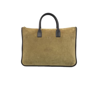 loewe棕色麂皮方型手提包